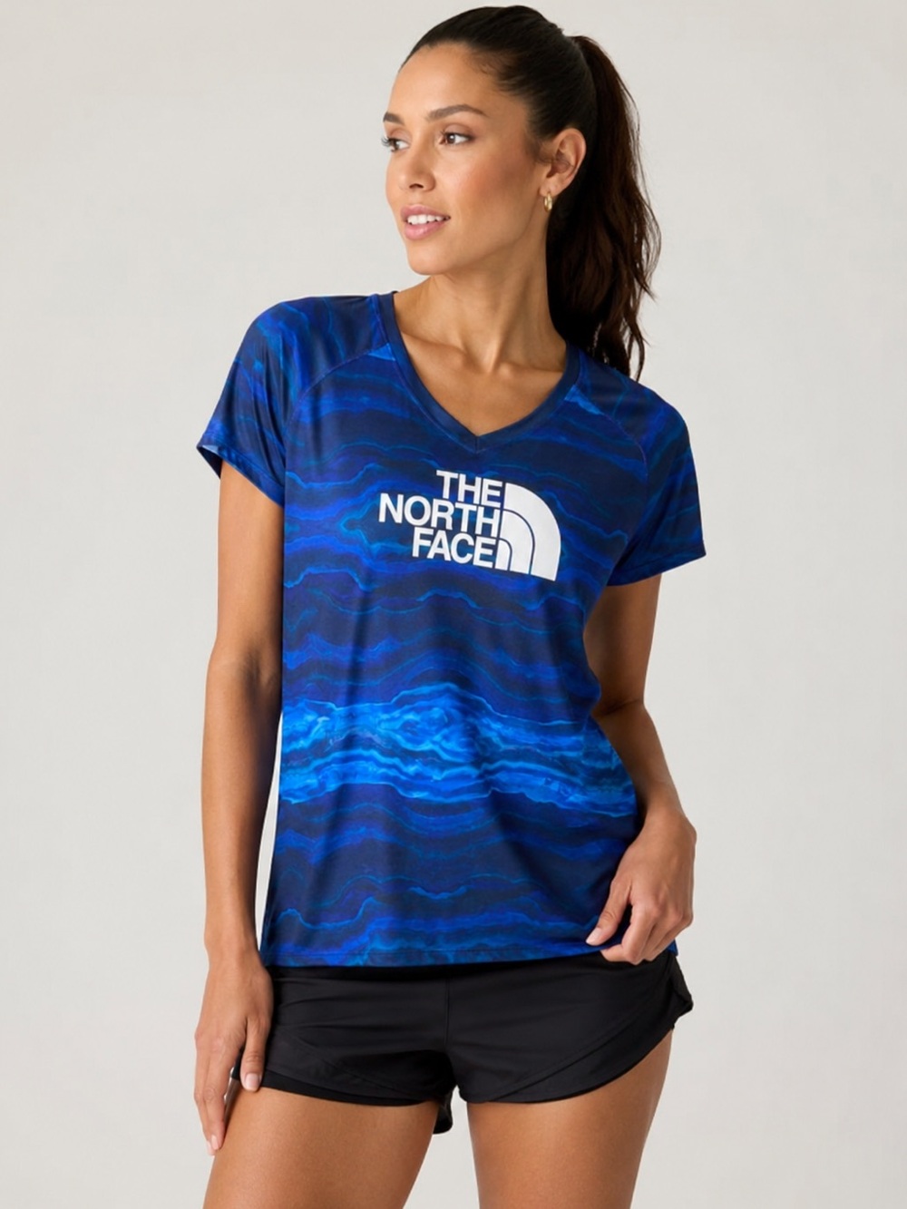 The North Face Blue V-neck Active Fit Shirt XL